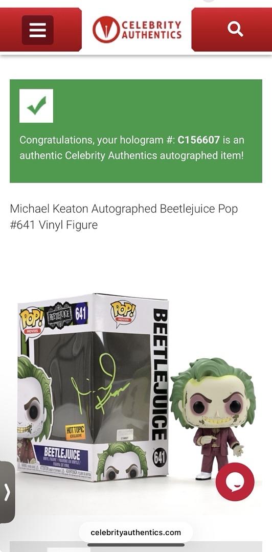 Michael Keaton Signed Funko Pop #641 "Beetlejuice" - Celebrity Authentics