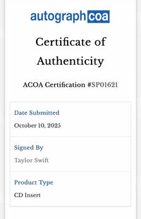 Taylor Swift Custom Framed & Signed CD Insert (The Life if a Showgirl) Photo #1 - ACOA COA