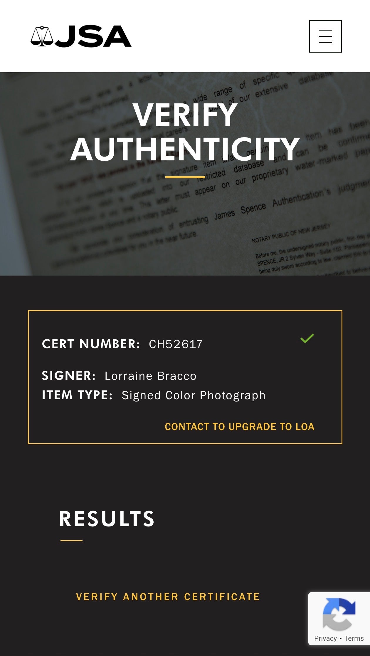 Lorraine Bracco signed 8x10 (Sopranos) - JSA COA