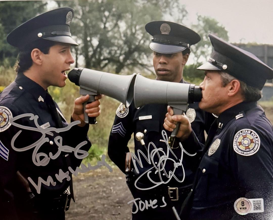 Steve Guttenberg & Michael Winslow Signed 8x10 Photo (Police Academy)  - Beckett COA