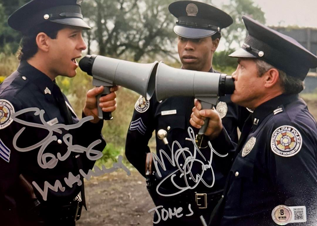 Steve Guttenberg & Michael Winslow Signed 8x10 Photo (Police Academy)  - Beckett COA