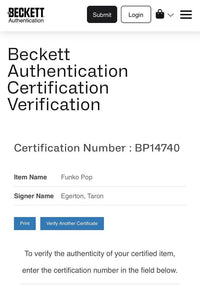 Taron Egerton Signed Funko Pop #62 "Elton John" - Beckett COA