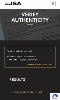 Bryce Dallas Howard Sexy Signed 8x10 Photo - JSA COA