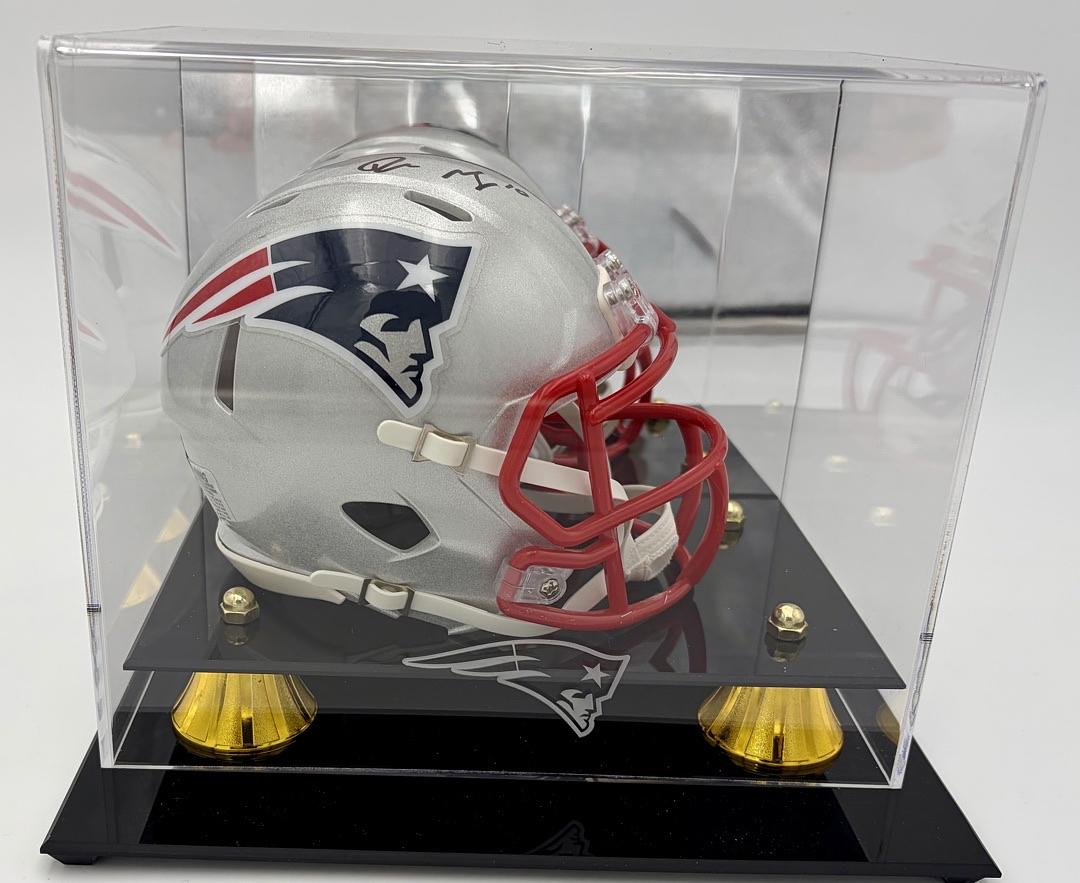 Drake Maye Under Wraps Signed Patriots Mini Helmet  - Fanatics COA