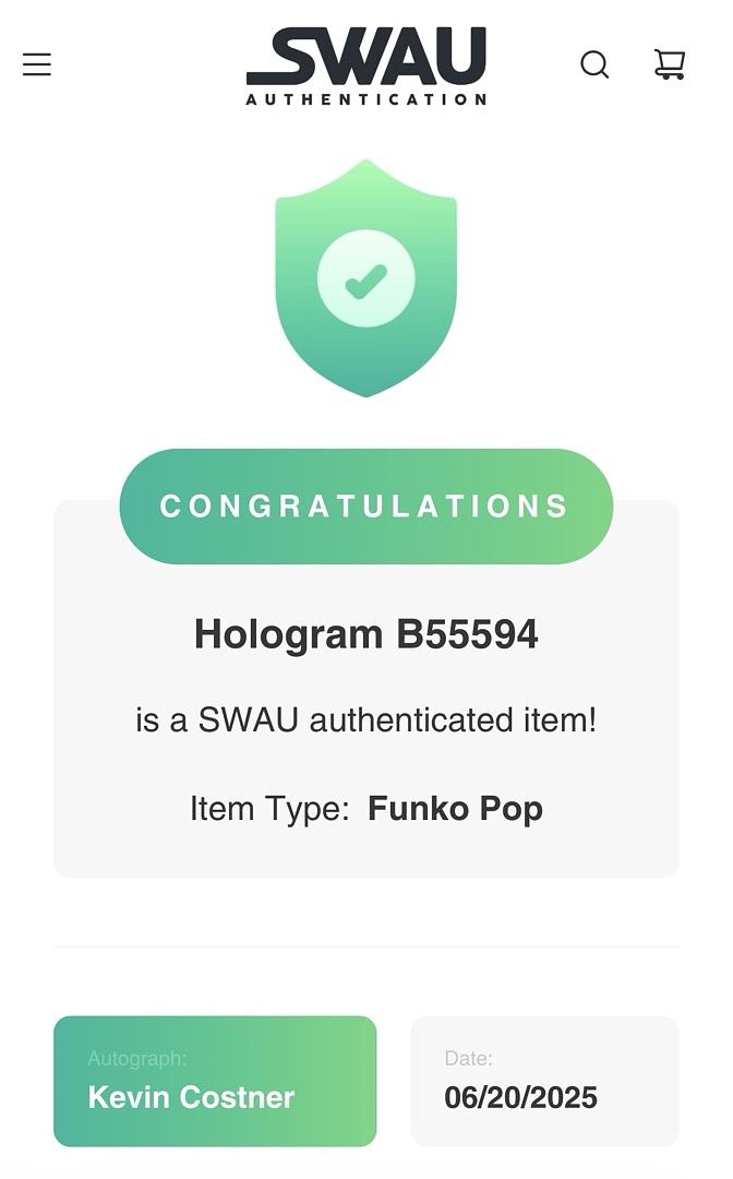 Kevin Costner Signed Funko Pop #1563 "Yellowstone" - SWAU COA