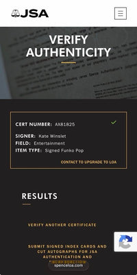 Kate Winslet signed "Titanic" Funko Pop #705 *RARE*  - JSA COA