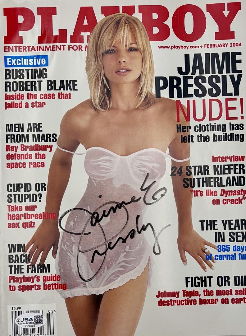 Jaime Pressly signed Playboy magazine - JSA COA