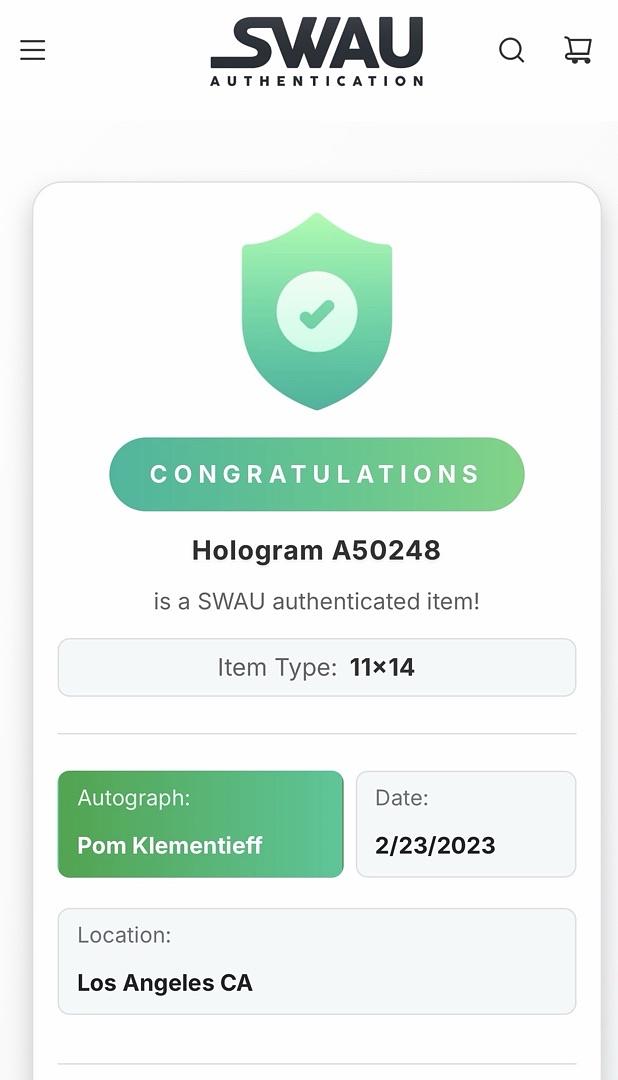 Pom Klementieff signed 11x14 (Guardians of the Galaxy) - SWAU COA