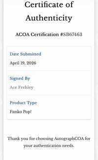 Ace Frehley Signed Funko Pop #123 "The Spaceman" (KISS) - ACOA COA