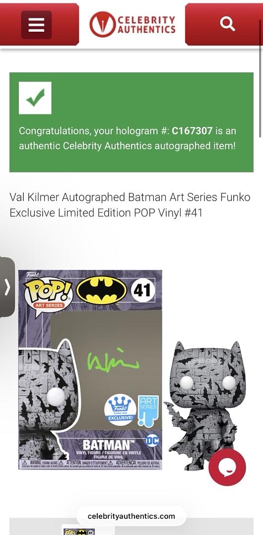 Val Kilmer Signed Funko Pop #41 Batman Art Series *RARE LIMITED EDITION* - Celebrity Authentics