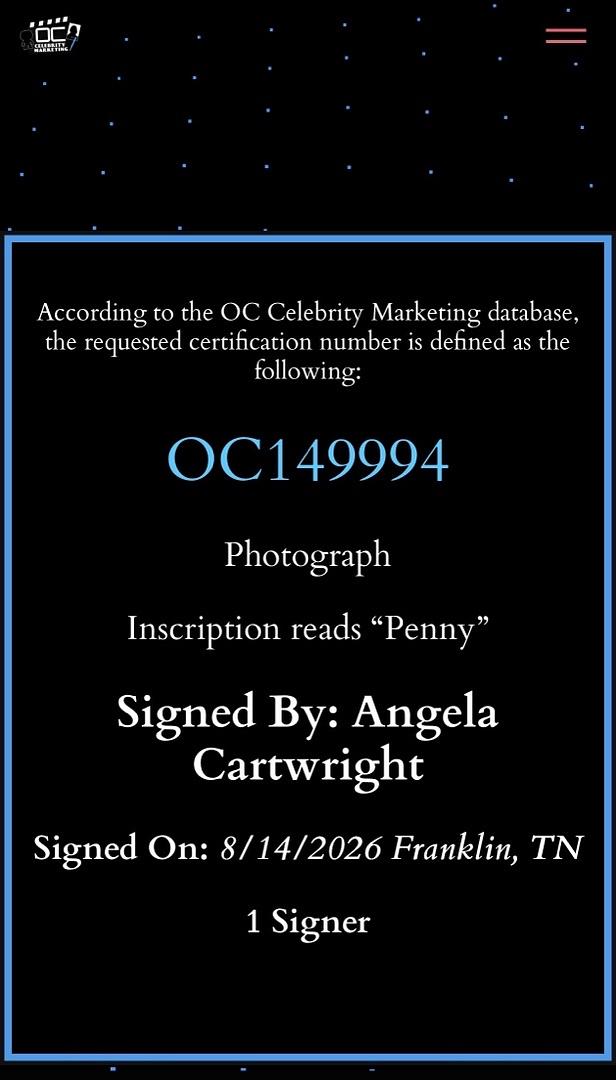 Angela Cartwright Signed 8x10 Photo (Lost In Space) - OC Celebrity Marketing