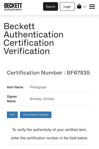 Christie Brinkley sexy Signed 8x10 Photo  - Beckett COA