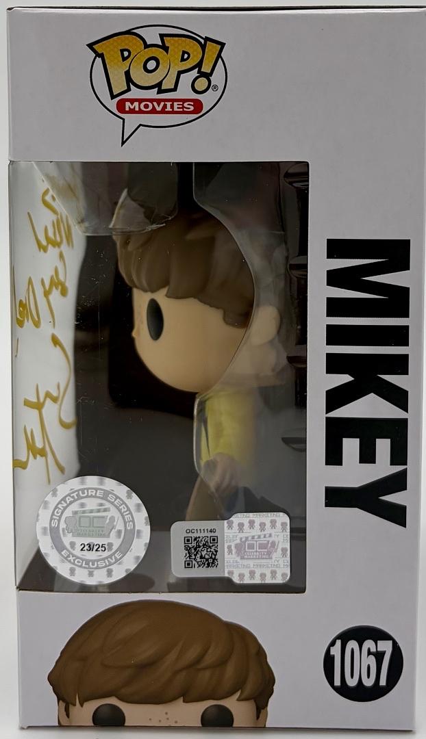 Sean Astin signed "Mikey" Funko #1067 (The Goonies) w/quote- OC Celebrity Marketing COA