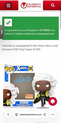 Halle Berry Signed "Storm" Funko Pop #1325 (X-Men) - Celebrity Authentics COA