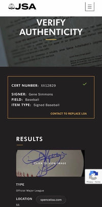 Gene Simmons (KISS) signed ROMLB - JSA COA