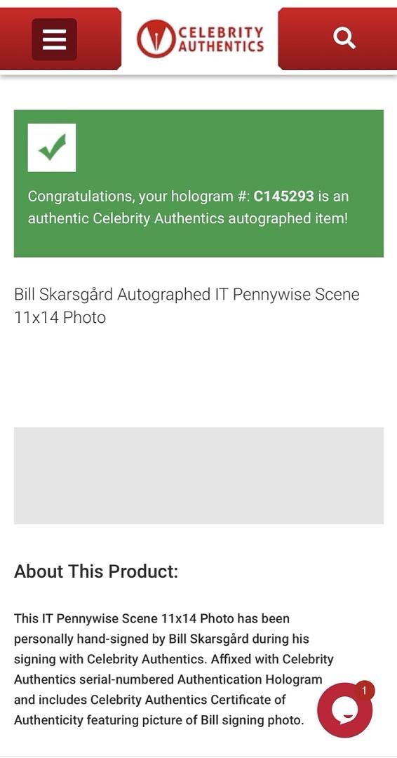 Bill Skarsgard signed (Stephen King's IT) 11x14 - Celebrity Authentics COA