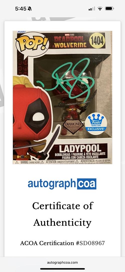 Blake Lively Signed Funko Pop #1404 (Deadpool) - ACOA