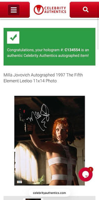 Milla Jovovich Signed 11x14Photo (Fifth Element) - Celebrity Authentics