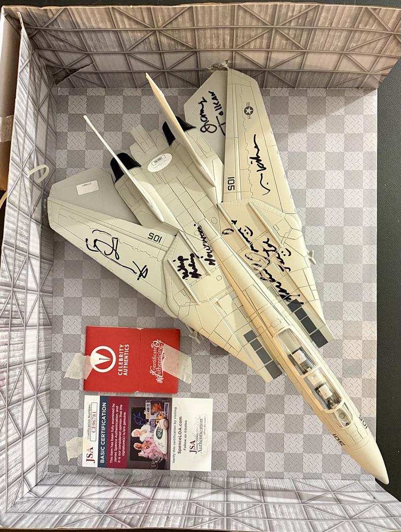 Val Kilmer, Tom Skerritt, James Tolkan, Whip Hubley and Michael Ironside Signed F-14 Tomcat Aircraft Replica - Celebrity Authentics