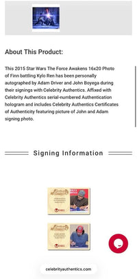 Adam Driver and John Boyega signed 16x20 (Star Wars) - Celebrity Authentics