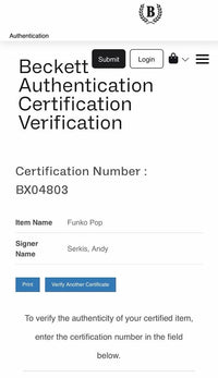 Andy Serkis Signed Funko Pop #1831 "Gollum" (LOTR) - Beckett COA