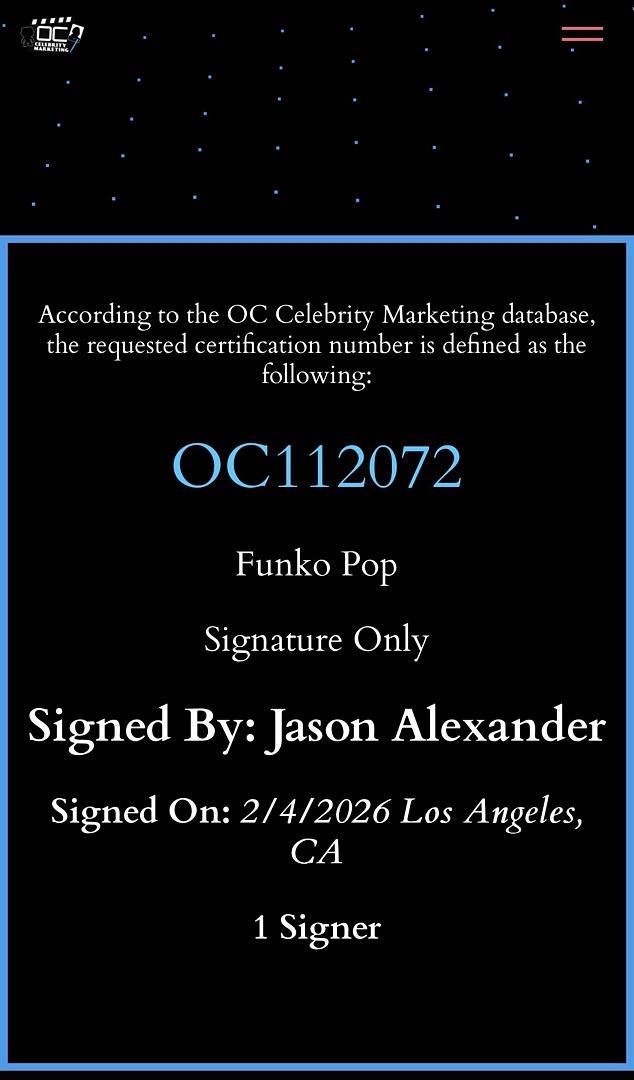 Jason Alexander signed "George (Holistic)" Funko #1094 (Seinfeld) - OC Celebrity Marketing