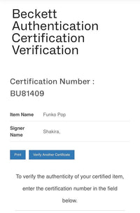 Shakira Signed Funko Pop #357 *RARE*  - Beckett COA