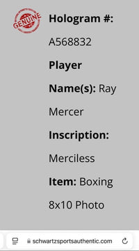Ray Mercer signed 8x10 - Schwartz COA