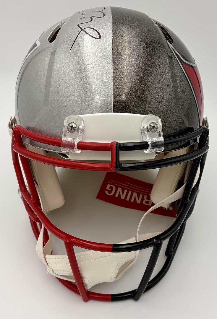Tom Brady & Rob Gronkowski New England Patriots & Tampa Bay Buccaneers Autographed Half & Half Riddell Speed Authentic Helmet - Fanatics COA