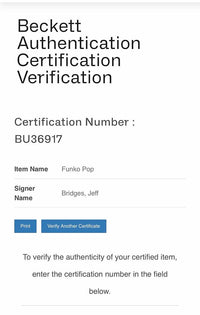 Jeff Bridges Signed "Kevin Flynn" Funko #1966 (Tron) - Beckett COA