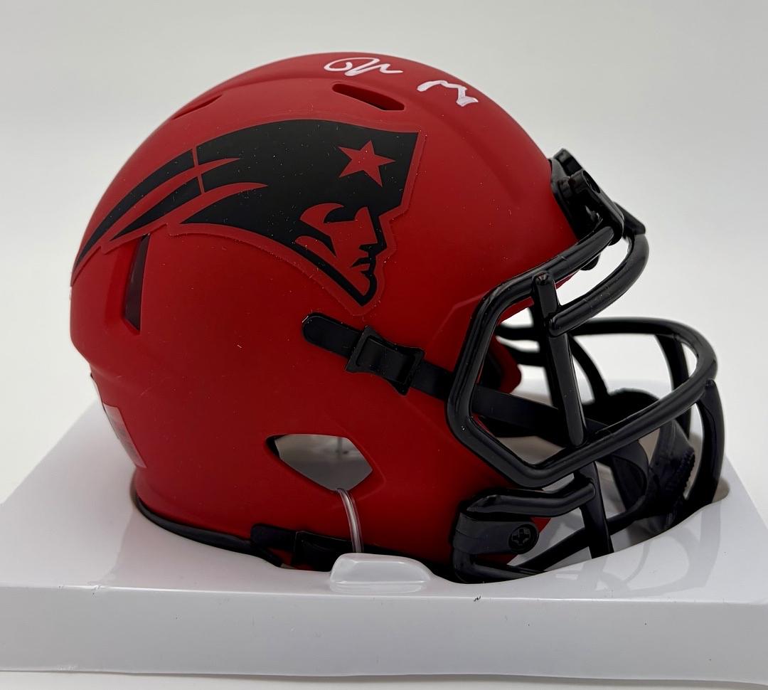 Drake Maye Signed Patriots Riddell Rave Mini Helmet  - Fanatics COA