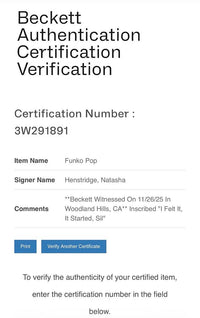 Natasha Henstridge signed "Sil" Funko #1906 w/quote (Species) - Beckett COA