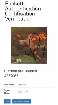 Taylor Swift matted, signed "Life of a Showgirl" CD Insert Photo 2 - Beckett COA