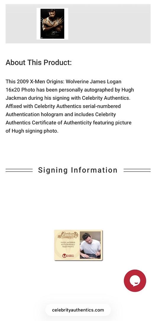 Hugh Jackman signed 11x14 (Wolverine) - Beckett COA