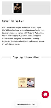 Hugh Jackman signed 11x14 (Wolverine) - Beckett COA