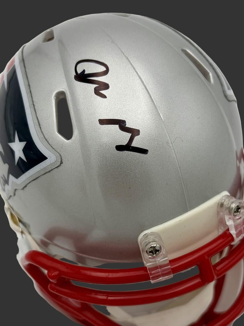 Drake Maye Under Wraps Signed Patriots Mini Helmet  - Fanatics COA