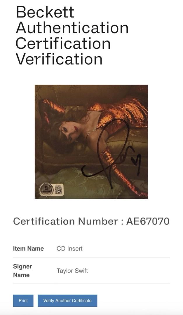 Taylor Swift matted, signed "Life of a Showgirl" CD Insert Photo 2 - Beckett COA