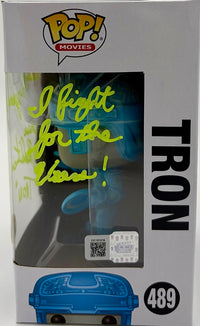Bruce Boxleitner signed "Tron" Funko #489 w/ 2 quotes & character name - OC Celebrity Marketing