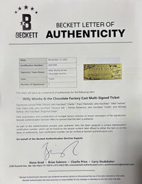 Willy Wonka cast signed Golden Ticket (5) autographs with name and character Beckett COA and Full Letter of Authenticity