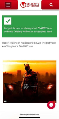 Robert Pattinson signed 16x20 "Batman" - Celebrity Authentics COA