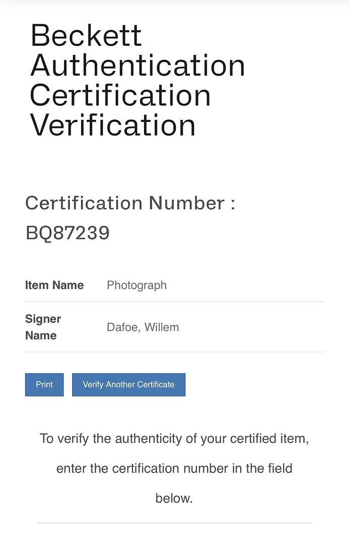 Willem Dafoe Green Goblin signed 11x14 (Spiderman) - Beckett COA