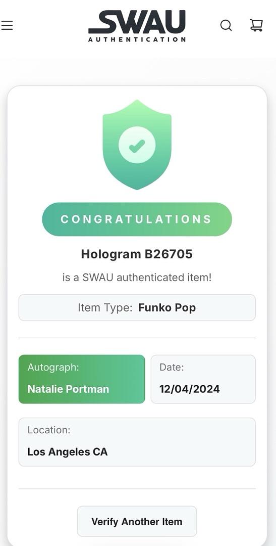 Natalie Portman Signed BAM Exclusive Funko Pop #1076 Thor Love & Thunder - SWAU COA