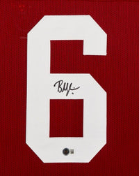 Baker Mayfield 34x42 signed framed Oklahoma Jersey - Beckett COA