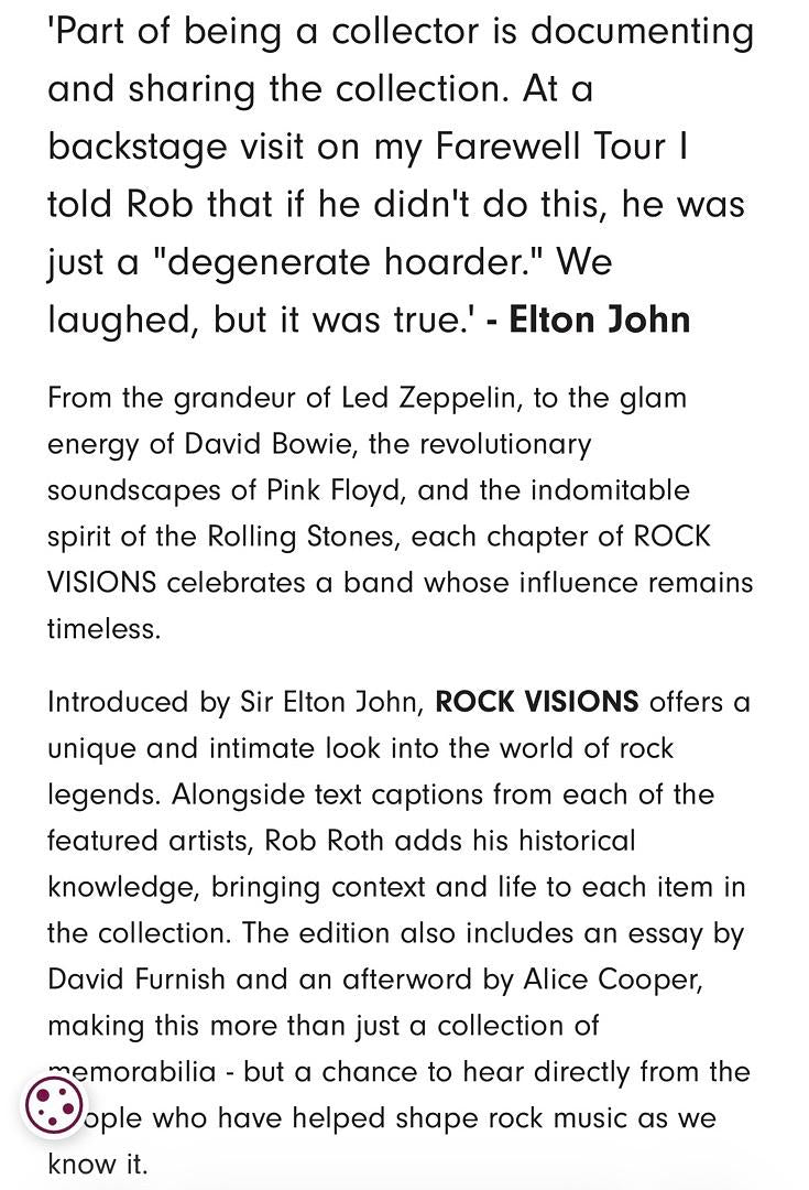 Elton John Rob Roth signed Limited Edition (375/500) book "Rock Visions" - Genesis Publications