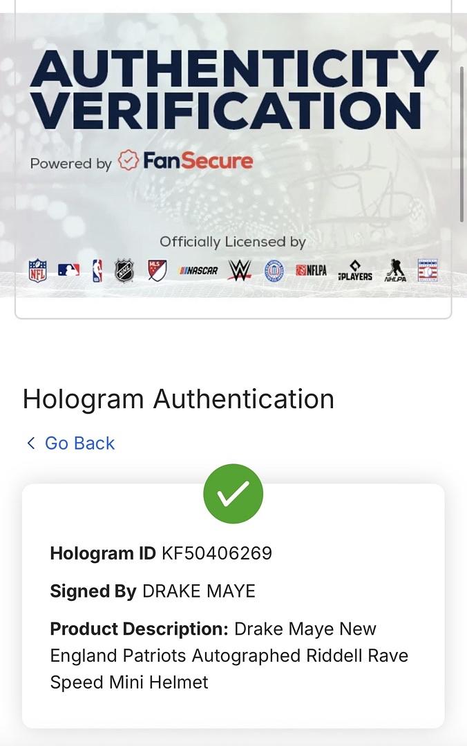 Drake Maye Signed Patriots Riddell Rave Mini Helmet  - Fanatics COA