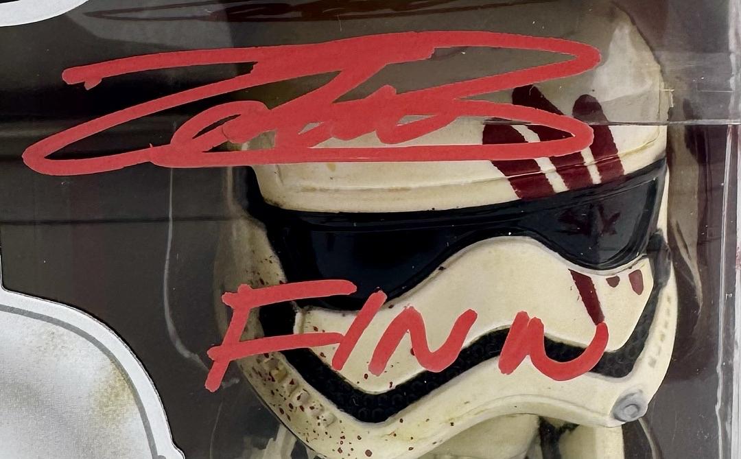 John Boyega signed "FN-2187" Funko Pop #100 w/character name and long quote - Official Pix COA