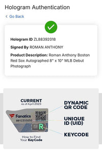 Roman Anthony (Red Sox) signed 8x10 Major League Debut - Fanatics COA