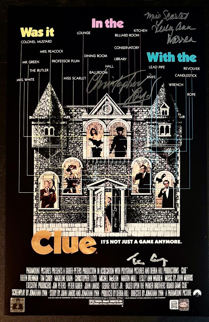 Tim Curry Christopher Lloyd and Lesley Ann Warren signed "Clue" 11x17 - OC Celebrity Marketing