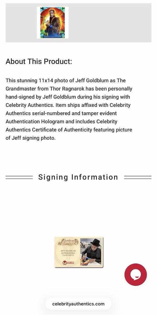 Jeff Goldblum signed 11x14 (Thor: Ragnarok) - Celebrity Authentics COA