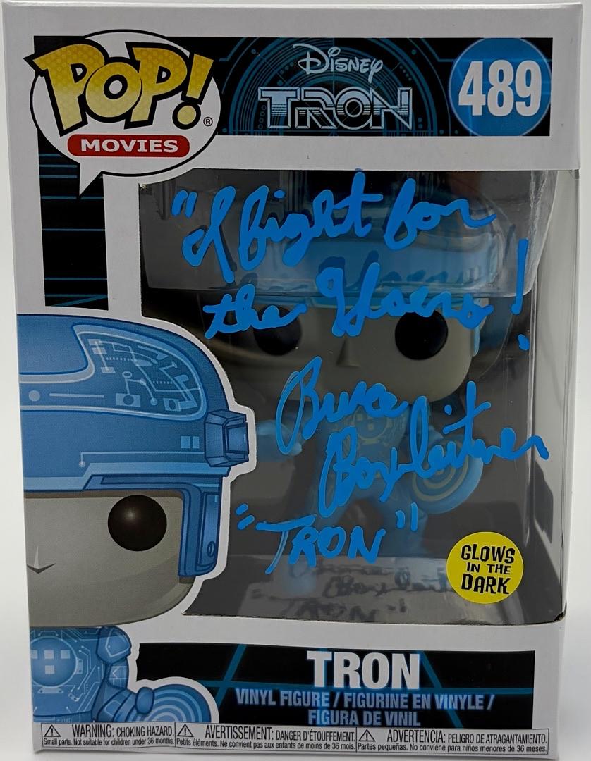 Bruce Boxleitner signed "Tron" Funko #489 w/quote & character name - OC Celebrity Marketing